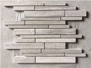 Chipped Greywood Marble Linear Strip Backsplash Mosaic Tile Chipped Greywood Marble Linear Strip Backsplash Mosaic Tile