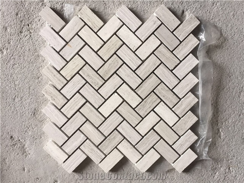 Chipped Greywood Marble Linear Strip Backsplash Mosaic Tile 