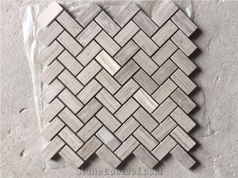 Chipped Greywood Marble Linear Strip Backsplash Mosaic Tile 