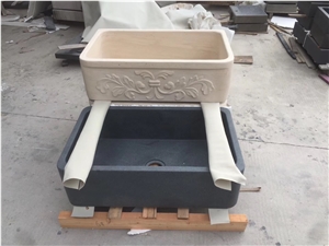 drop-in marble bath sink dark emperador kitchen wash basin