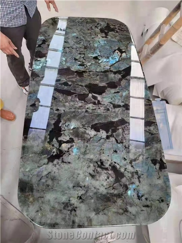 granite cafe work table top labradorite blue waterjet table 