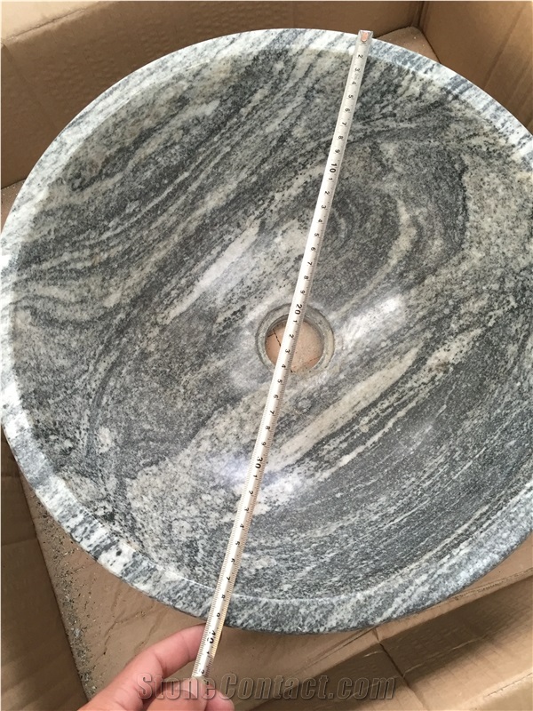 Grey Granite Bathromm Round Wash Basin Nero Santiago Sink