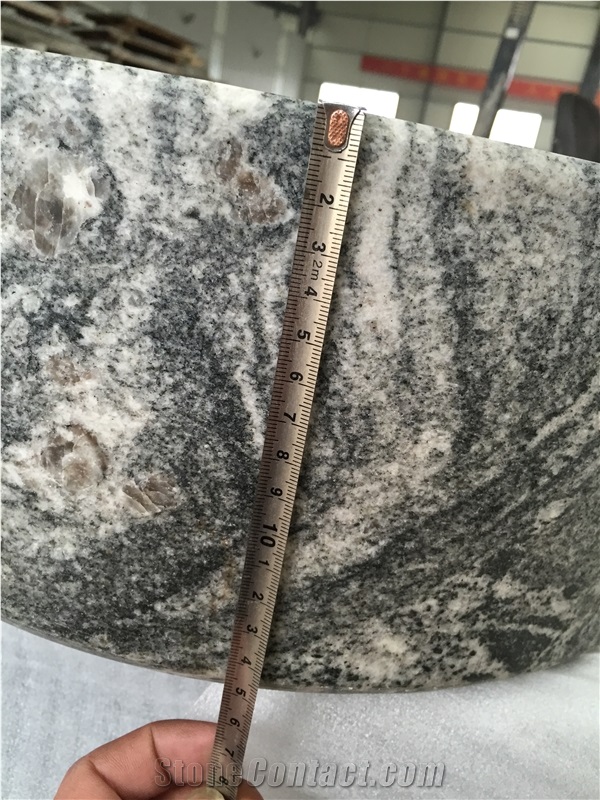 Grey Granite Bathromm Round Wash Basin Nero Santiago Sink