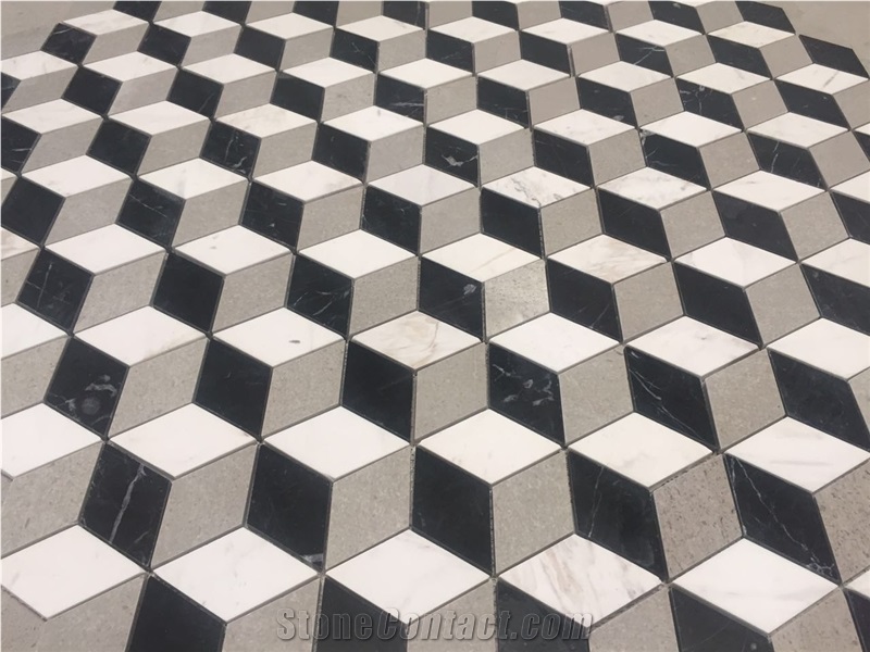 Marble 3D Mosaic Pattern Design Tile Ariston Hexagon Floor 