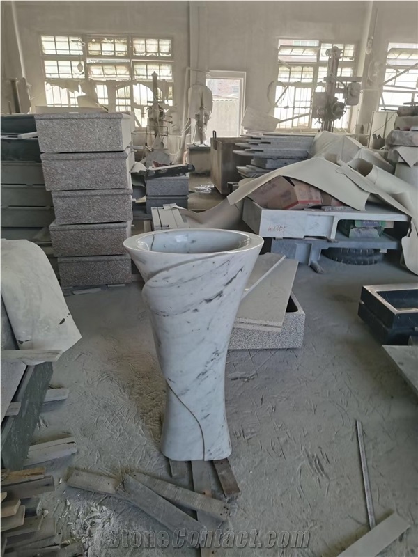 marble bathroom wash basin sink carrara pedestal oval basin 