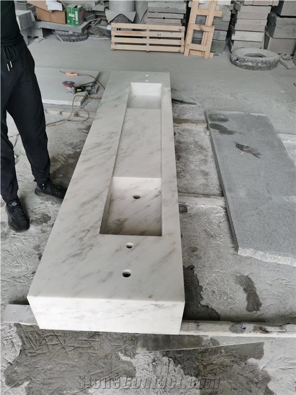 marble bathroom wash basin sink carrara pedestal oval basin 