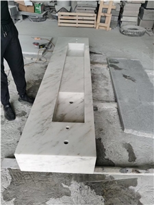 marble bathroom wash basin sink carrara pedestal oval basin 