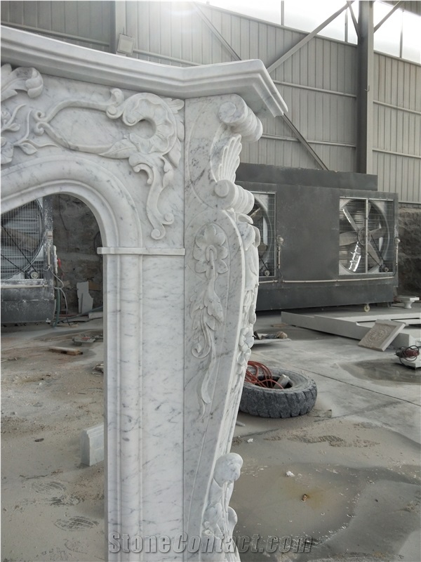 marble indoor modern fireplace sculptured carrara fireplace