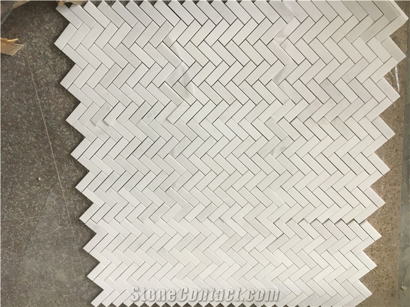 Marble Kitchen Wall Design Mosaic Tile Thassos Herringbone 