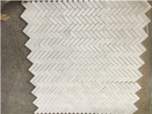 Marble Kitchen Wall Design Mosaic Tile Thassos Herringbone 