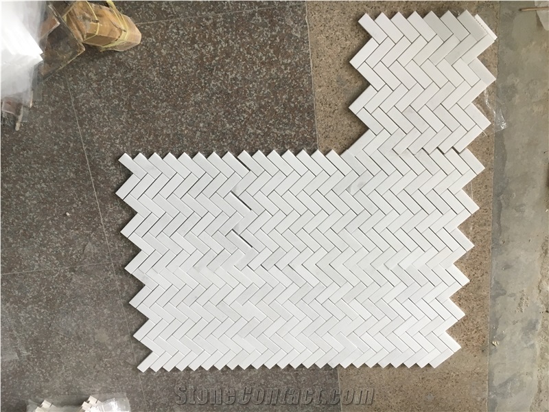 Marble Kitchen Wall Design Mosaic Tile Thassos Herringbone 