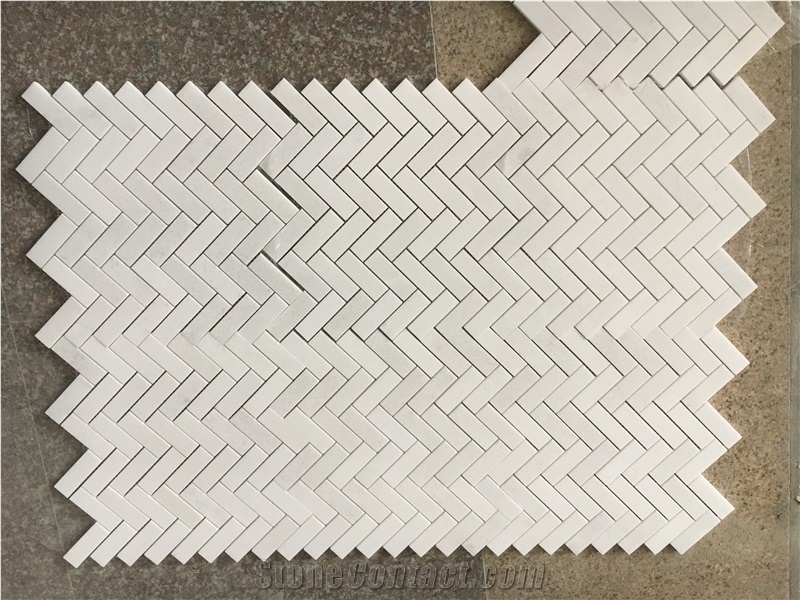 Marble Kitchen Wall Design Mosaic Tile Thassos Herringbone 