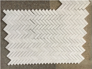 Marble Kitchen Wall Design Mosaic Tile Thassos Herringbone 