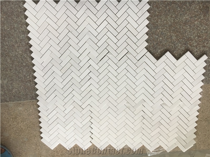 Marble Kitchen Wall Design Mosaic Tile Thassos Herringbone 