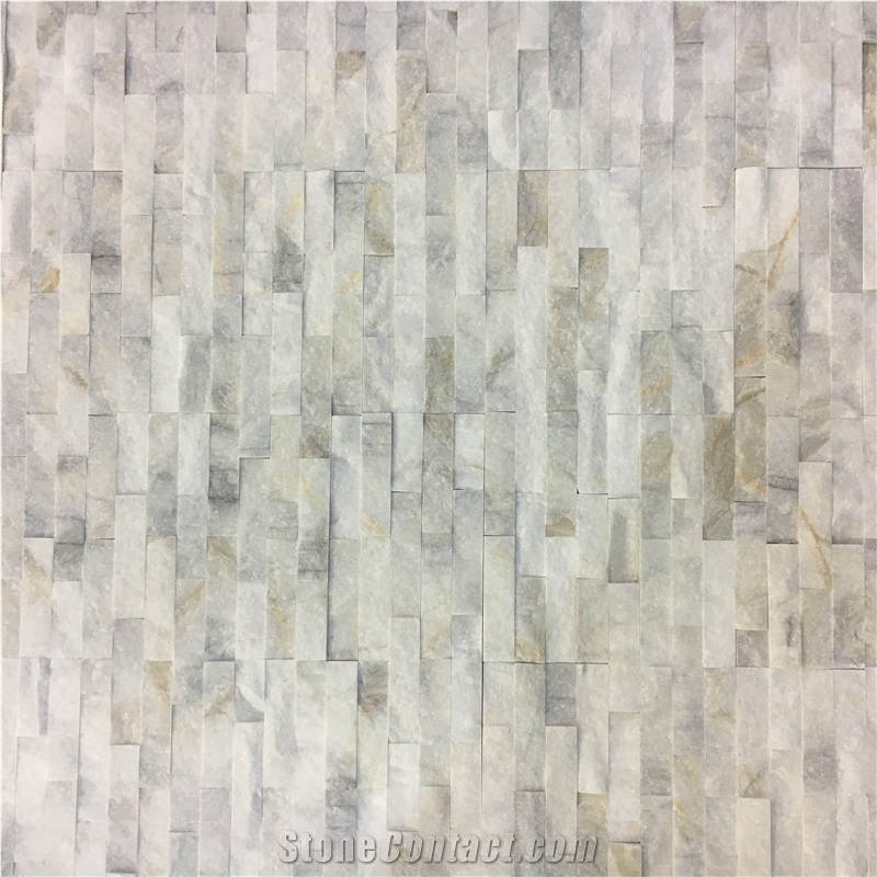 Marble Linear Strips Wall Split Mosaic Tile Stone Backsplash