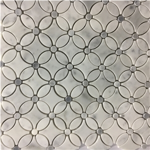 Marble Waterjet Wall Mosaic Tile Carrara Mosaic Pattern Tile