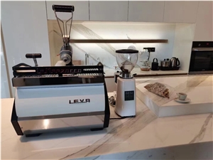 mitered kitchen marble island benchtop calacatta gold bartop