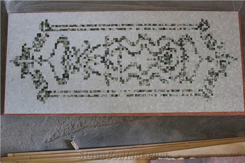 Mother Of Pearl Waterjet Mosaic Medallion Wall Rosettes