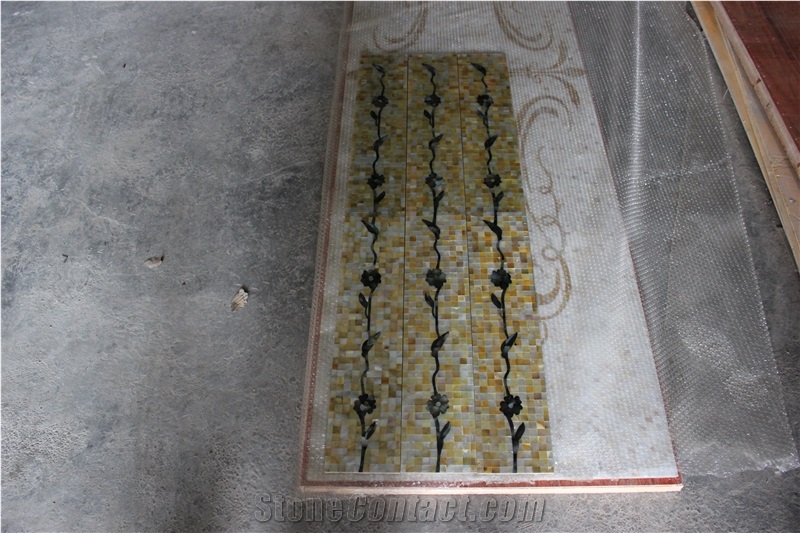 Mother Of Pearl Waterjet Mosaic Medallion Wall Rosettes