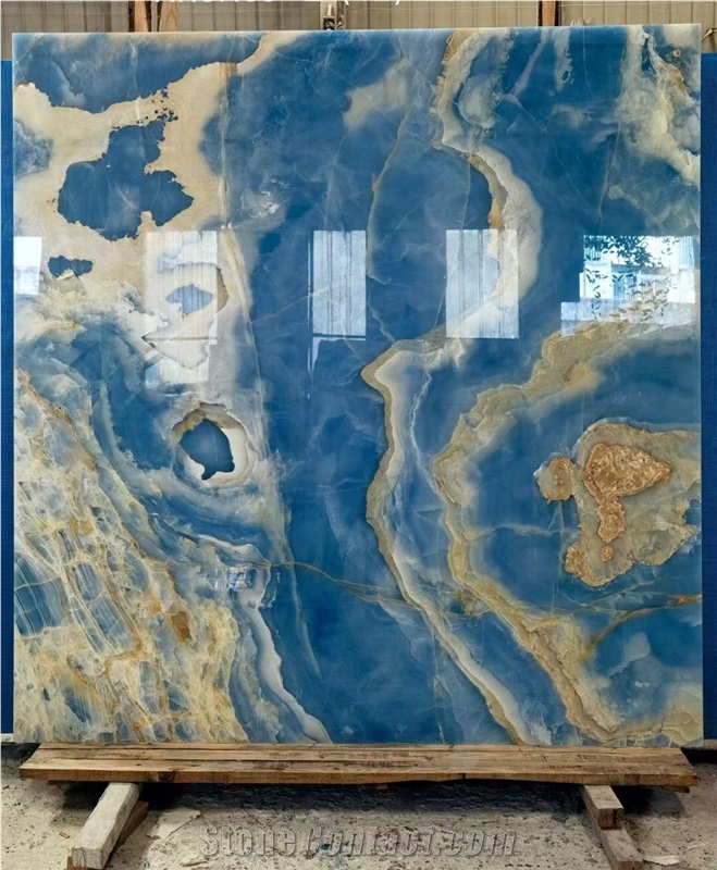 onice blue bathroom wall slab azul traonyx kitchen floor 