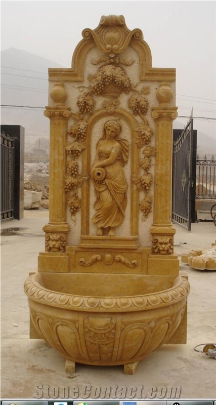 sculptured limestone wall water features fountain bird bath
