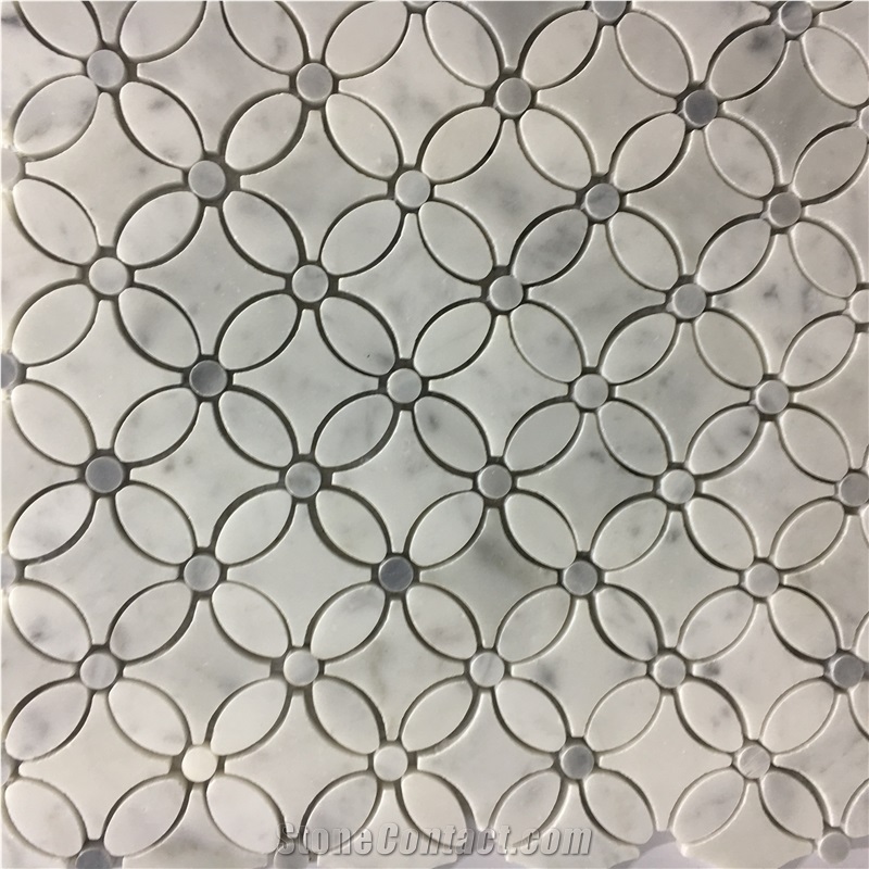 Stone Mosaic Pattern Design Carrara Waterjet Backsplash Tile