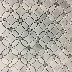 Stone Mosaic Pattern Design Carrara Waterjet Backsplash Tile