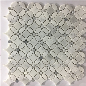 Stone Mosaic Pattern Design Carrara Waterjet Backsplash Tile