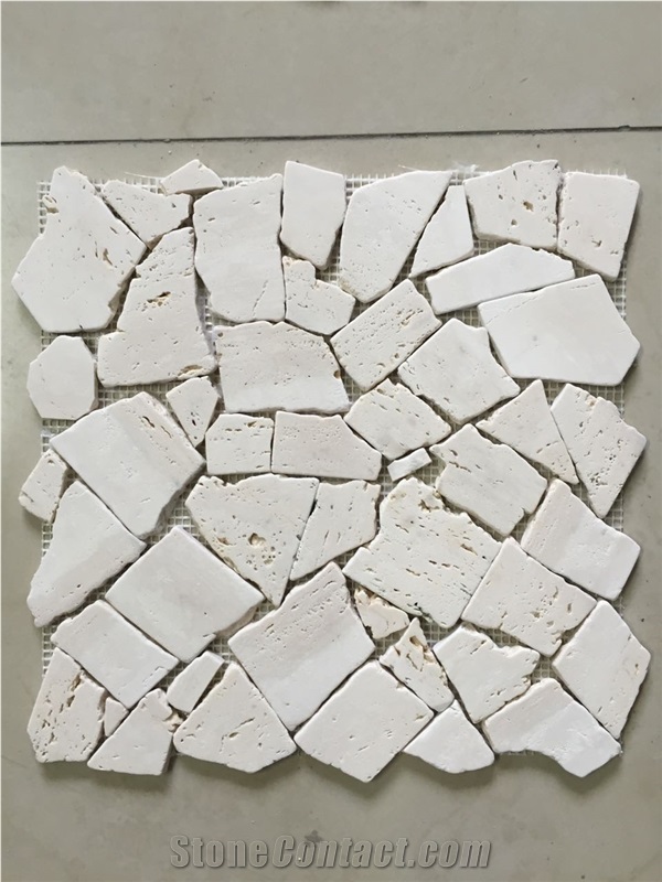 Travertine Backsplash Mosaic Design Tumbled Pebble Wall Tile