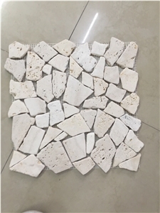 Travertine Backsplash Mosaic Design Tumbled Pebble Wall Tile