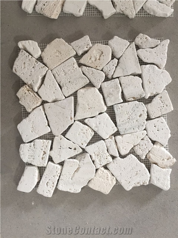 Travertine Backsplash Mosaic Design Tumbled Pebble Wall Tile