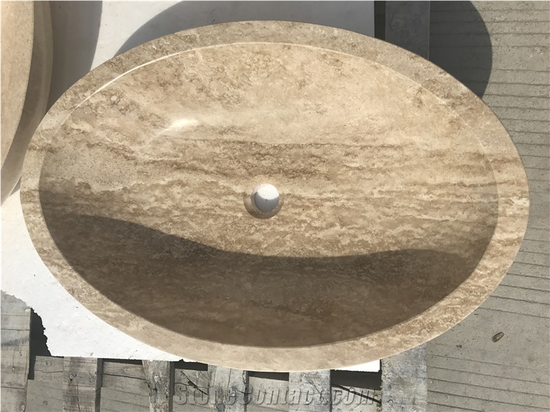 travertine drop-in bathroom wash basin stone farmhouse sink