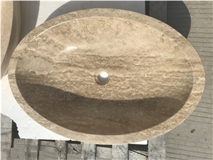 travertine drop-in bathroom wash basin stone farmhouse sink