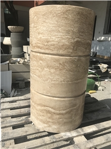 travertine pedestal bathroom wash basin round stone sink travertine pedestal bathroom wash basin round stone sink