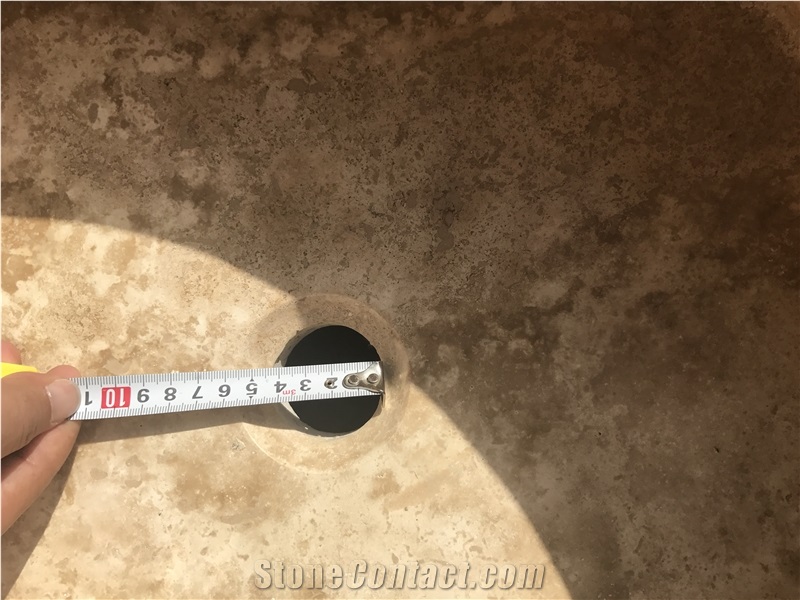 travertine pedestal bathroom wash basin round stone sink