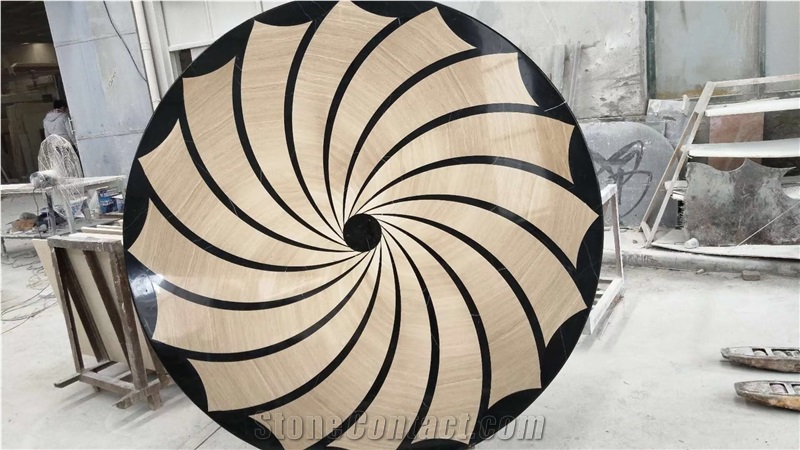 travertino floor waterjet medallion romano carpet rosettes
