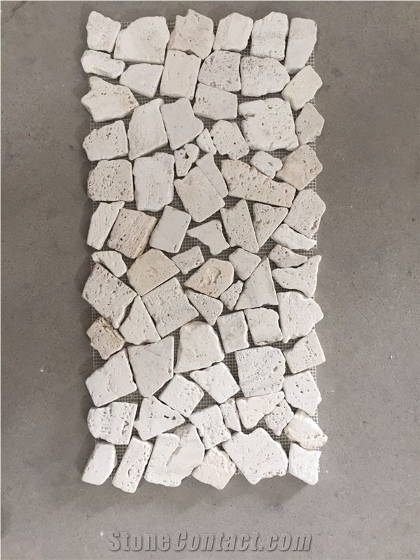 Tumble Travertine Pebble Mosaic Bathroom Floor Design Tile