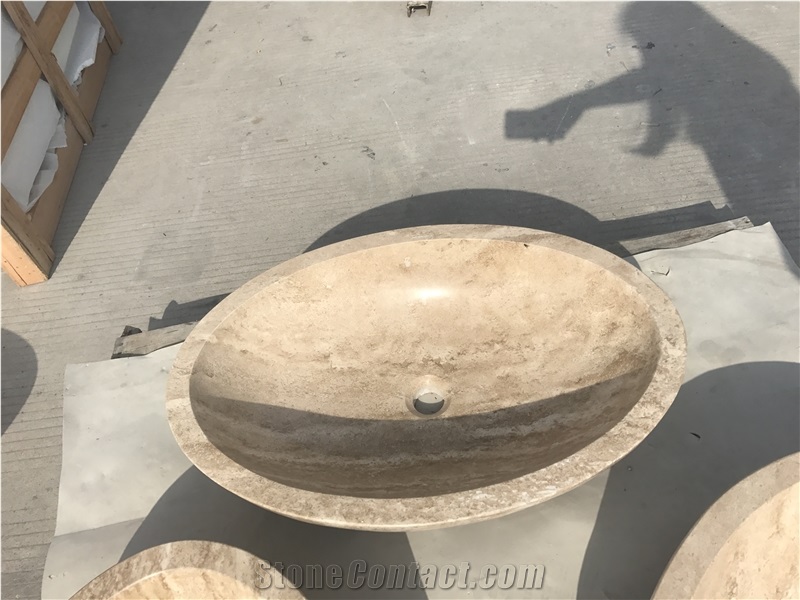 undermout travertine bathroom wash basin drop-in oval sinks