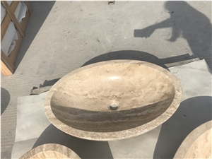 undermout travertine bathroom wash basin drop-in oval sinks