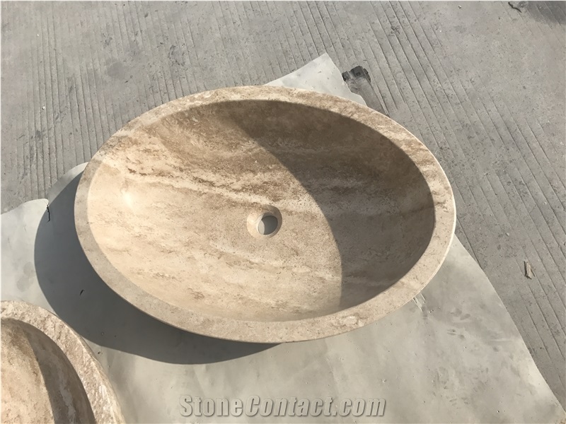 undermout travertine bathroom wash basin drop-in oval sinks