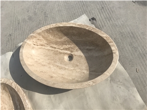 undermout travertine bathroom wash basin drop-in oval sinks