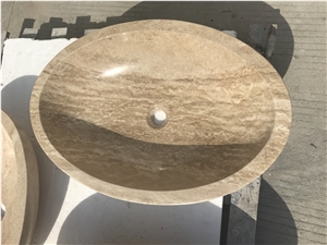 undermout travertine bathroom wash basin drop-in oval sinks