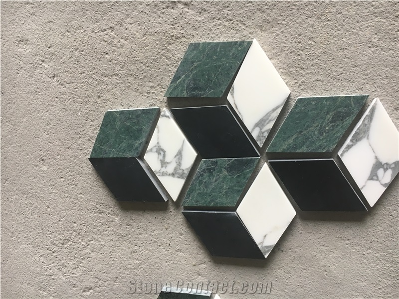 Verde Guatemala Bathroom Floor Mosaic 3D Pattern Design Tile