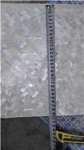 White Water-Jet Herringbone Mother Of Pearl Shell Mosaic
