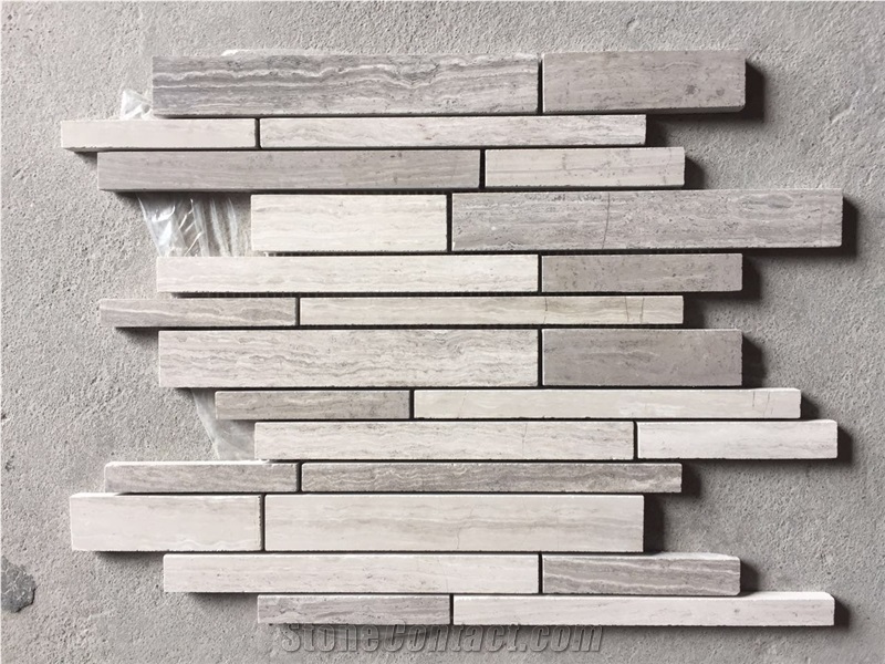 Wood Marble Linear Strips Kitchen Backsplash Mosaic Tile