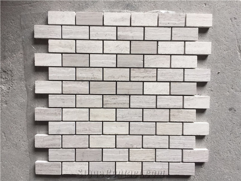 Wood Marble Linear Strips Kitchen Backsplash Mosaic Tile