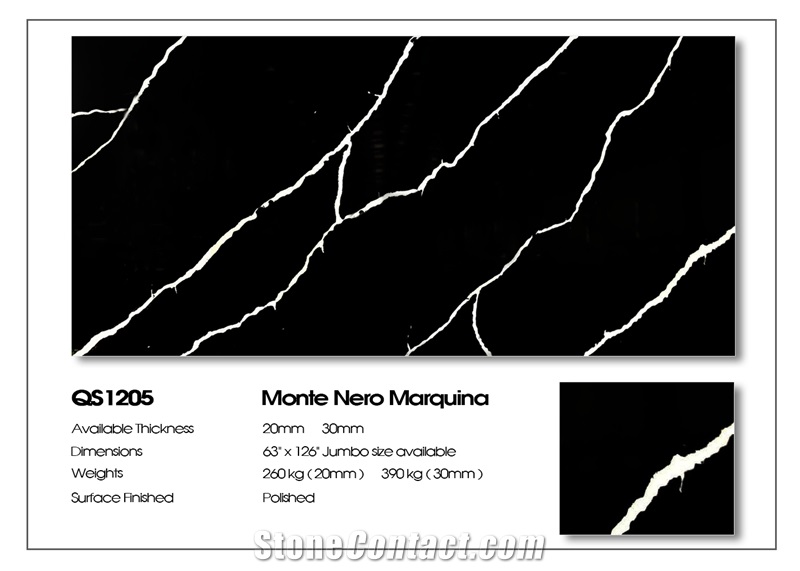 1205 Monte Nero Marquina Artificial Quartz