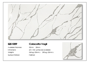 1209 Calacatta Vagli Artificial Quartz Calacatta Slabs