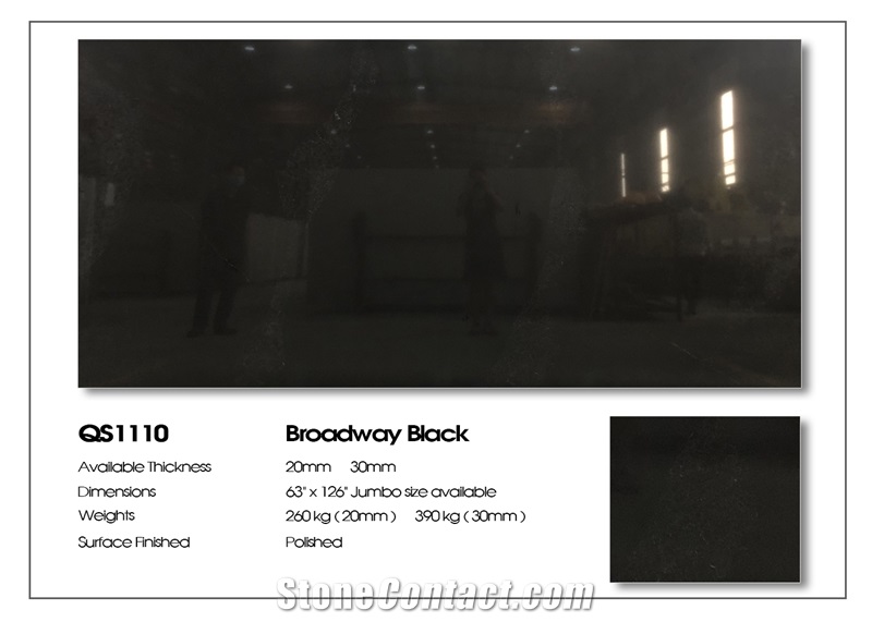 Broadway Black Artificial Quartz for Countertop, Table