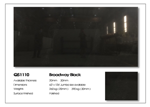 Broadway Black Artificial Quartz for Countertop, Table